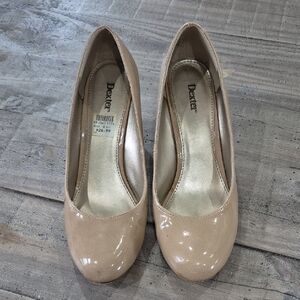 Dexter Nude Patent Round-Toe Pumps